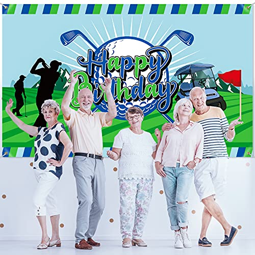 Golf Birthday Party Decoration Golf Happy Birthday Backdrop Photo Booth Banner Photography Background for Golf Sports Themed Birthday Party Supplies for Men Boy Adult Kids, 73 x 43inch