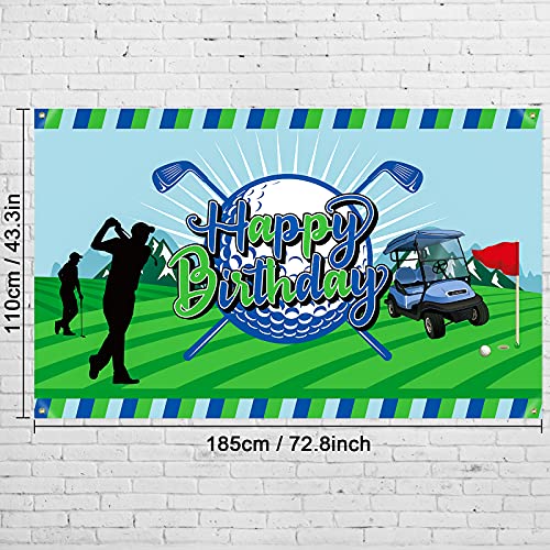 Golf Birthday Party Decoration Golf Happy Birthday Backdrop Photo Booth Banner Photography Background for Golf Sports Themed Birthday Party Supplies for Men Boy Adult Kids, 73 x 43inch