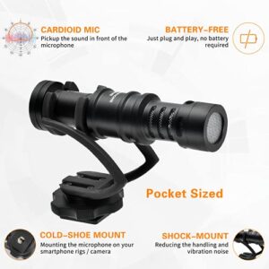 Camera Microphone,Comica CVM-VM10II Professional Video Microphone with Shock Mount, Deadcat,Compact Shotgun Mic Compatible with iPhone,DSLR Camera,Android Smartphones- Perfect for TikTok YouTube Vlog