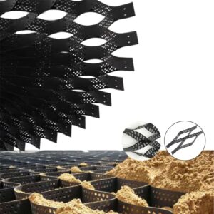 baoz 4″ geocell geogrid 9.8×16.4 ft ground grid 1885 lbs/sq ft honeycomb permeable paving gravel grid for heavy load resistance slope driveways, parking lots, landscaping, garden