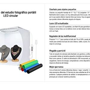 Folding Photo Studio Light Box Kit, 12.2 x 12.2inch Portable Photography Shooting Booth Table Top Light Tent Kit with 80 LED Lights (10 Levels Dimmable 3 Colors) and 6 Colors Backdrops