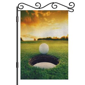 aoyego golf burlap garden flag double sided premium fabric detail on the lawn at dusk, golf club outdoor decoration banner for yard lawn 12.5″ x 18″