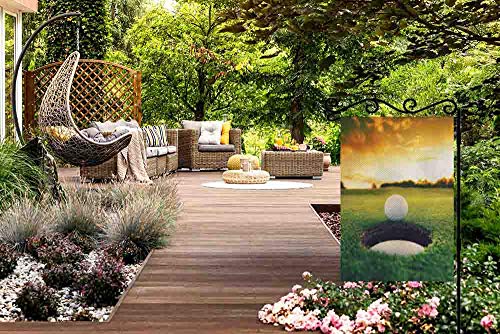 AOYEGO Golf Burlap Garden Flag Double Sided Premium Fabric Detail on the Lawn At Dusk, Golf Club Outdoor Decoration Banner for Yard Lawn 12.5" x 18"