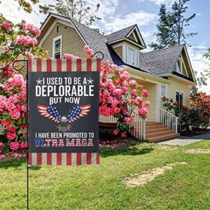 JAKS Trump 2024 Prohibited I Used To Be A Deplorable But Now Have Been Promoted Ultra Maga Flag, Garden Flags Personalized Flag Double Sided Decorative For Home Patio & Yard, 12.5''x18''