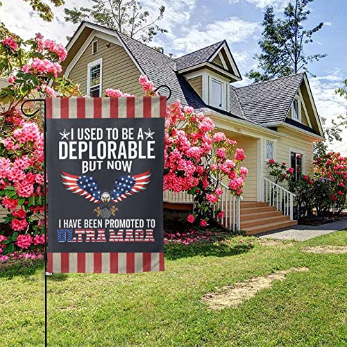 JAKS Trump 2024 Prohibited I Used To Be A Deplorable But Now Have Been Promoted Ultra Maga Flag, Garden Flags Personalized Flag Double Sided Decorative For Home Patio & Yard, 12.5''x18''