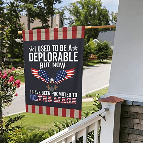 JAKS Trump 2024 Prohibited I Used To Be A Deplorable But Now Have Been Promoted Ultra Maga Flag, Garden Flags Personalized Flag Double Sided Decorative For Home Patio & Yard, 12.5''x18''