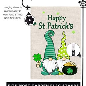 Mloabuc St. Patrick's Day Gnome Garden Flag Welcome Hat Lucky Yard Flag Farmhouse Double Sided Lattice Vertical Outdoor Decor 12 x 18 In