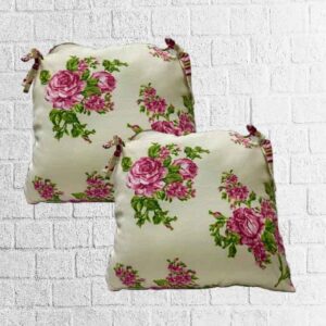 Indoor and Outdoor Chair and Seat Cushion 18"x18" Pack of 2 - Rose Flower (Zippered) Pattern Premium Durable Fabric, Comfort and Softness for Office & Patio Furniture U-Shape Non Skid Chair Cushion