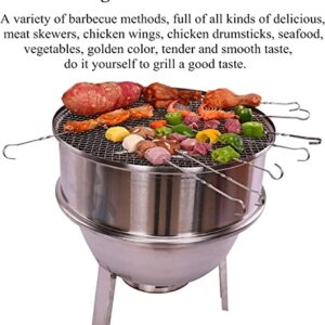 NEWCES Safety Certification Standing Charcoal Barbecues Grills Stainless Steel BBQ Grill w/Barbecues Grid Portable Combination Grill-Smokers for Outdoor Garden Courtyard Camping Hiking Picnic