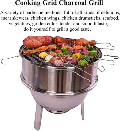 NEWCES Safety Certification Standing Charcoal Barbecues Grills Stainless Steel BBQ Grill w/Barbecues Grid Portable Combination Grill-Smokers for Outdoor Garden Courtyard Camping Hiking Picnic