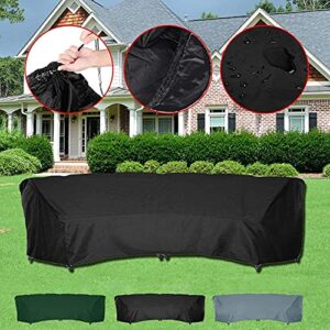 Curved Sofa Cover UCARE Outdoor Patio Furniture Cover Couch Sectional Protector Waterproof Half Moon Sofa Set Cover with Windproof Elastic Cord(Black, 190.1x38.9x36.2in/483x99x92cm)