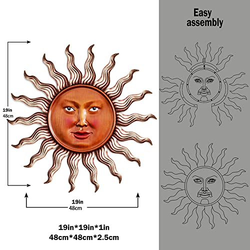 UXZCVIO Metal Sun Face Garden Art Decorations, Outdoor Hanging Wall Decor Sculptures for Home Garden Yard