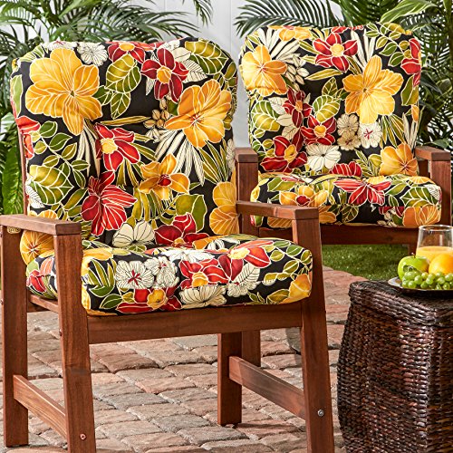 Greendale Home Fashions Outdoor Seat/Back Chair Cushion, 2 Count (Pack of 1), Aloha