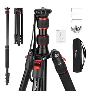 smallrig 68″ camera tripod, foldable aluminum tripod & monopod, compatible with 1/4″-20 and 3/8″-16 video head, payload 33lb, adjustable height from 19.7″ to 67.7″ for camera, phone – 3983