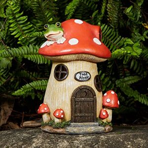 yiosax enchanted mushroom fairy house cottage solar lights easter outdoor garden decor-the village for yard patio decorations