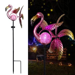 Afirst Solar Wind Spinner Lights - Metal Kinetic Wind Spinner Flamingo Garden Lights Outdoor Decorative Wind Spinners for Yard Garden Lawn Décor