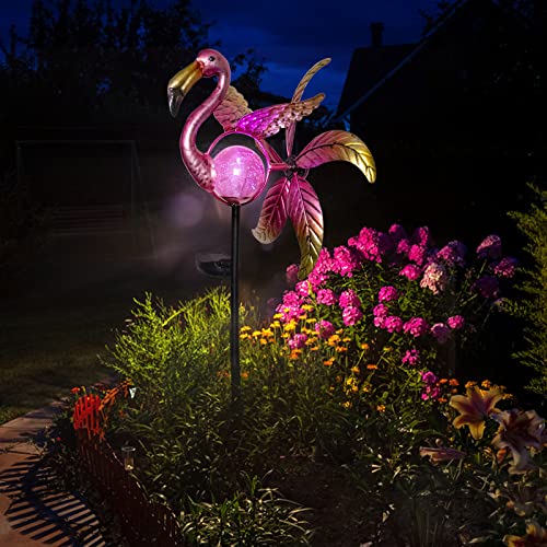 Afirst Solar Wind Spinner Lights - Metal Kinetic Wind Spinner Flamingo Garden Lights Outdoor Decorative Wind Spinners for Yard Garden Lawn Décor