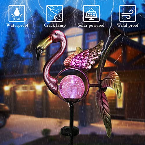 Afirst Solar Wind Spinner Lights - Metal Kinetic Wind Spinner Flamingo Garden Lights Outdoor Decorative Wind Spinners for Yard Garden Lawn Décor