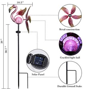 Afirst Solar Wind Spinner Lights - Metal Kinetic Wind Spinner Flamingo Garden Lights Outdoor Decorative Wind Spinners for Yard Garden Lawn Décor