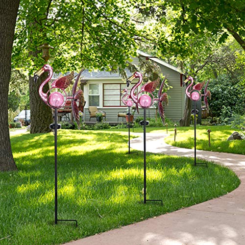 Afirst Solar Wind Spinner Lights - Metal Kinetic Wind Spinner Flamingo Garden Lights Outdoor Decorative Wind Spinners for Yard Garden Lawn Décor