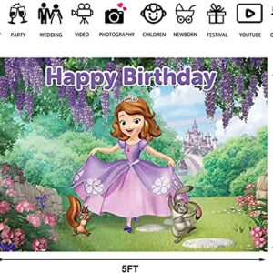 Dawei Sofia The First Backdrop | Birthday Party Background Supplies | Banner Decorations | Photography Background | Baby Shower | (5X3ft)