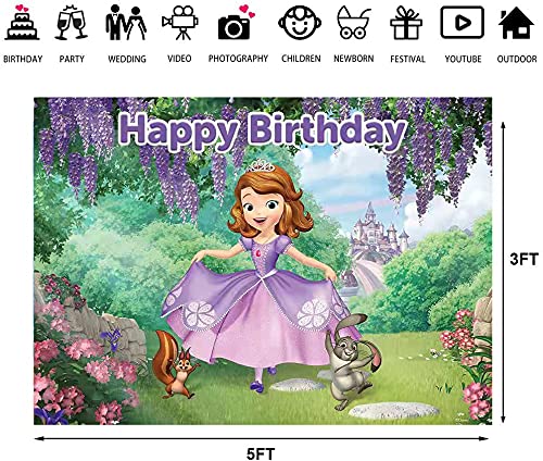 Dawei Sofia The First Backdrop | Birthday Party Background Supplies | Banner Decorations | Photography Background | Baby Shower | (5X3ft)