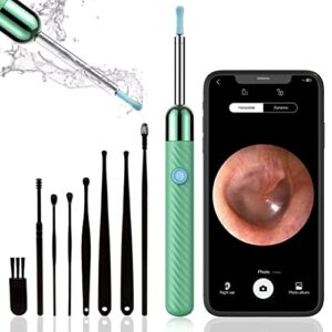 wireless microscope camera,1080p ear camera microscope, ear cleaner with camera, ear wax removal include 8 pcs ear set, ear cleaning kit for iphone, ipad, android phones,green