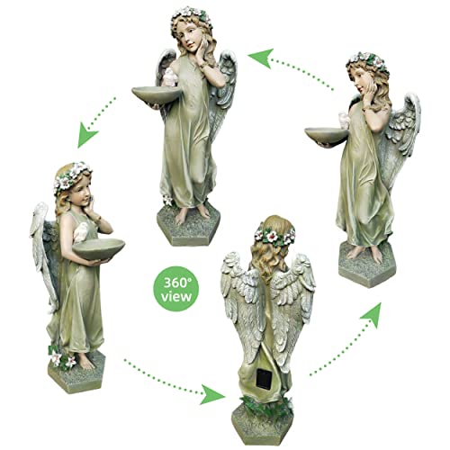 CHRUI Angel Outdoor Garden Decor Statues, 20 inch Solar Outdoor Patio Angel Art Garden Cemetery Decorations Statue for Patio, Lawn, Yard Decoration, Housewarming Garden Unique Gift