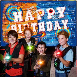 Dart Battle Gun Happy Birthday Backdrop Birthday Party Supplies Backdrop Dart Battle Gun Backdrop Dart Battle Target Water Gun Backdrop for Boy's Birthday Party Themed Party Decorations