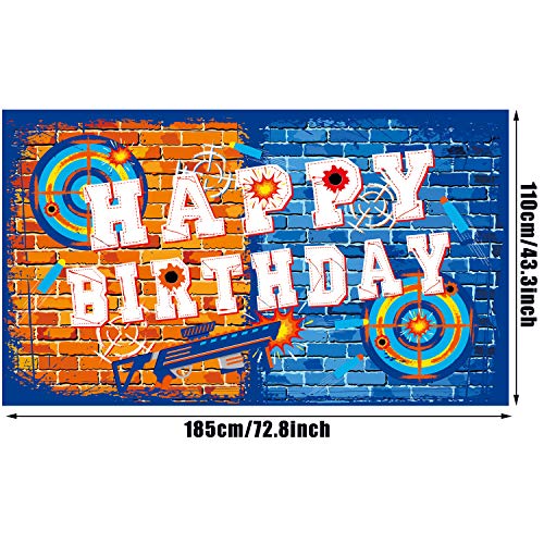 Dart Battle Gun Happy Birthday Backdrop Birthday Party Supplies Backdrop Dart Battle Gun Backdrop Dart Battle Target Water Gun Backdrop for Boy's Birthday Party Themed Party Decorations