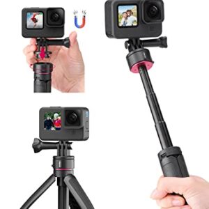 Mini Tripod Mounting Accessories for Gopro - ULANZI Go Quick II Small Tripod Quick Release Compact Vlog Handle Selfie Grip Compatible with Gopro Hero 5/6/7/8/9/10/11 Black/DJI Action/Insta 360/Askaso