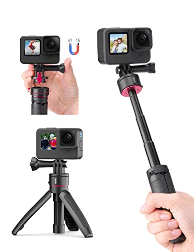 Mini Tripod Mounting Accessories for Gopro - ULANZI Go Quick II Small Tripod Quick Release Compact Vlog Handle Selfie Grip Compatible with Gopro Hero 5/6/7/8/9/10/11 Black/DJI Action/Insta 360/Askaso