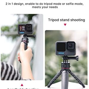 Mini Tripod Mounting Accessories for Gopro - ULANZI Go Quick II Small Tripod Quick Release Compact Vlog Handle Selfie Grip Compatible with Gopro Hero 5/6/7/8/9/10/11 Black/DJI Action/Insta 360/Askaso