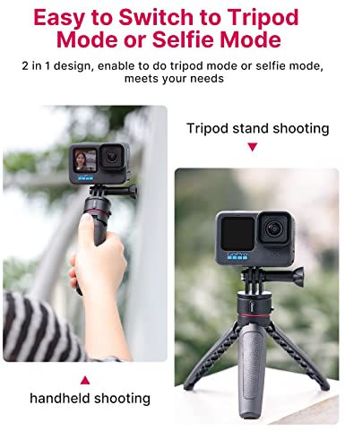 Mini Tripod Mounting Accessories for Gopro - ULANZI Go Quick II Small Tripod Quick Release Compact Vlog Handle Selfie Grip Compatible with Gopro Hero 5/6/7/8/9/10/11 Black/DJI Action/Insta 360/Askaso