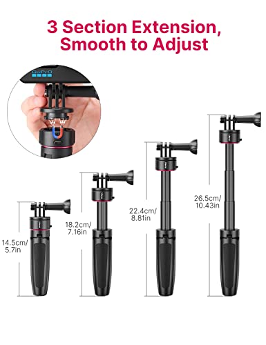 Mini Tripod Mounting Accessories for Gopro - ULANZI Go Quick II Small Tripod Quick Release Compact Vlog Handle Selfie Grip Compatible with Gopro Hero 5/6/7/8/9/10/11 Black/DJI Action/Insta 360/Askaso