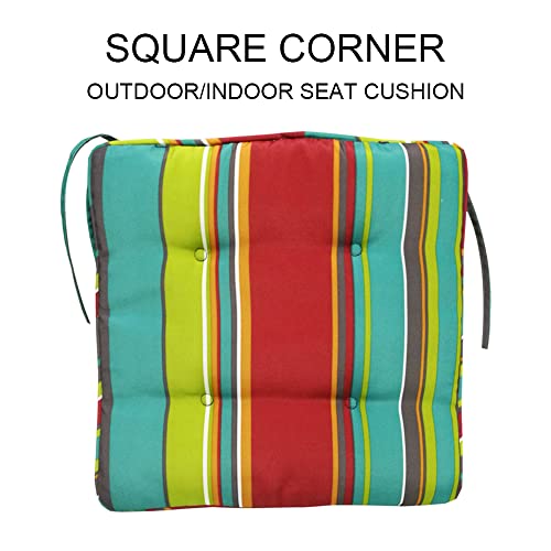 Patio Chair Cushion 4 Piece Outdoor/Indoor Waterproof Square Corner Seat Cushion 15.74X15.74X0.98 Inch, Space Cotton Filled Dining Chair Cushion for Garden Patio Furniture