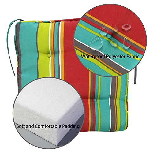 Patio Chair Cushion 4 Piece Outdoor/Indoor Waterproof Square Corner Seat Cushion 15.74X15.74X0.98 Inch, Space Cotton Filled Dining Chair Cushion for Garden Patio Furniture