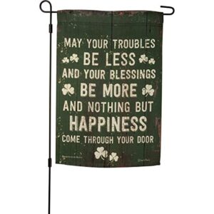 primitives by kathy may your troubles be less garden flag green 12 inches x 18 inches