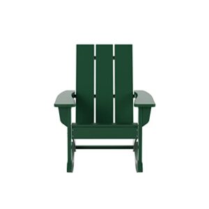 wo patio furniture adirondack rocking chair, supreme quality, hdpe, all-weather and uv protection for any outdoor spaces (dark green)