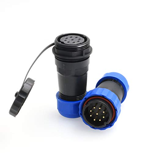 DRRI HE29 9Pin 28mm in-line Waterproof Circular Aviation Connector Electrical Threaded Cable Connector (9 pin)