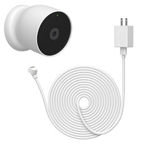ayotu 16ft/5m camera power cord for google nest cam (battery), 5v 2a dc outdoor power adapter fast charging with weatherproof charger cable (not include camera), 1 pack white