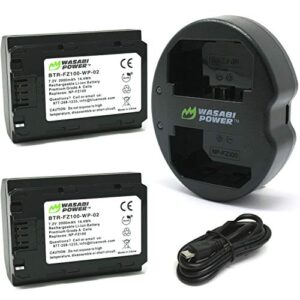 wasabi power battery (2-pack) and dual usb charger for sony np-fz100, bc-qz1 and sony fx3, a1, a9, a9 ii, a7c, a7r iii, a7r iv, a7s iii, a7 iii, a7 iv, a6600 (kit-bb-fz100-02)