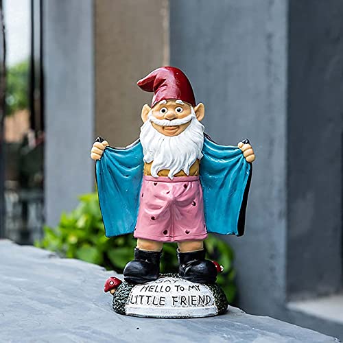 Jy.Cozy Funny Garden Gnome Statues - Resin Handmade Gnome Figurines, Indoor Outdoor Naughty Gnome Decorations for Home Patio Yard Lawn Porch, Ornament Gift