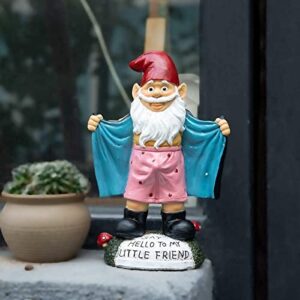 Jy.Cozy Funny Garden Gnome Statues - Resin Handmade Gnome Figurines, Indoor Outdoor Naughty Gnome Decorations for Home Patio Yard Lawn Porch, Ornament Gift