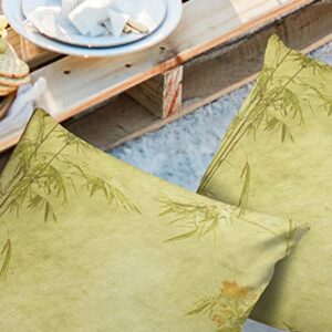 Outdoor Pillow Covers for Patio Furniture 26x26 inch 2PCS, Square Waterproof Garden Cushion Vintage Flowers Bamboo Bird Throw Pillow Cover Shell for Sofa Couch Bench Seat