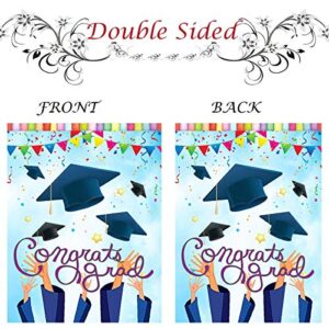 Wamika Congrats Grad Graduation Cap Confetti Double Sided Garden Yard Flag 12" x 18", Celebrate Graduation Season Summer Holiday Decorative Garden Flag Banner for Outdoor Home Decor Party