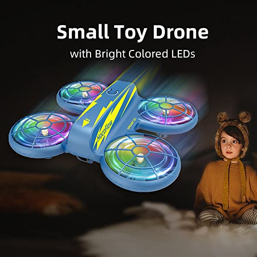 HocoFLow RC Drone for Kids Mini Drone with Lights Kids Drone Altitude Hold Headless Mode Stunt Drones for Kids 6-12 (Blue)