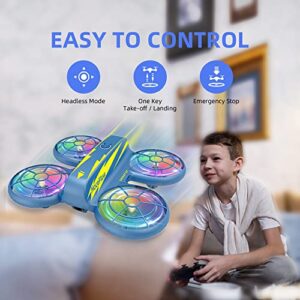 HocoFLow RC Drone for Kids Mini Drone with Lights Kids Drone Altitude Hold Headless Mode Stunt Drones for Kids 6-12 (Blue)