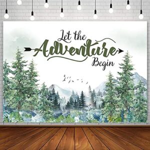 aibiin 7x5ft let the adventure begin backdrop baby shower camper birthday wedding photography background mountain wilderness adventure woodland animal party decorations banner photo shoot studio props