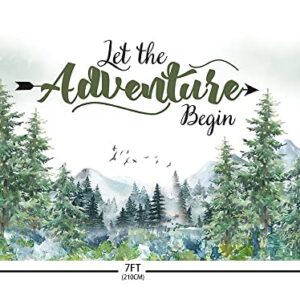 AIBIIN 7x5ft Let The Adventure Begin Backdrop Baby Shower Camper Birthday Wedding Photography Background Mountain Wilderness Adventure Woodland Animal Party Decorations Banner Photo Shoot Studio Props